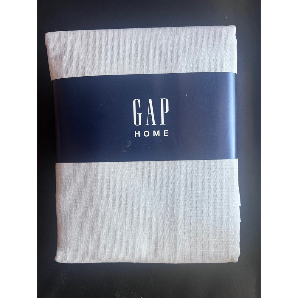 Gap Home‎ Organic Cotton Window Curtain Pair 48x108 Semi Sheer Stripe Grey